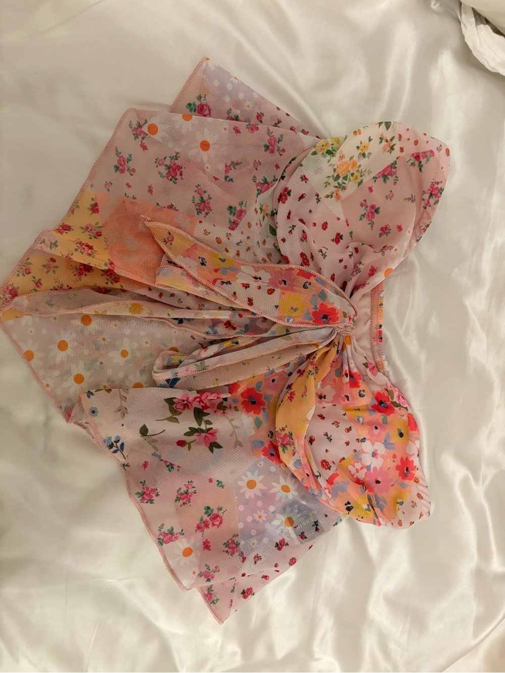 SHEIN Pink Floral Mesh Top